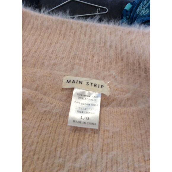 Mink Hair Blend Dark Cream fuzzy SOFT Sweater Main Strip Large L - Picture 2 of 5
